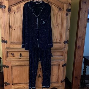 Women’s Nora Twips blue green stars 2 piece shirt and pants pajamas set size M